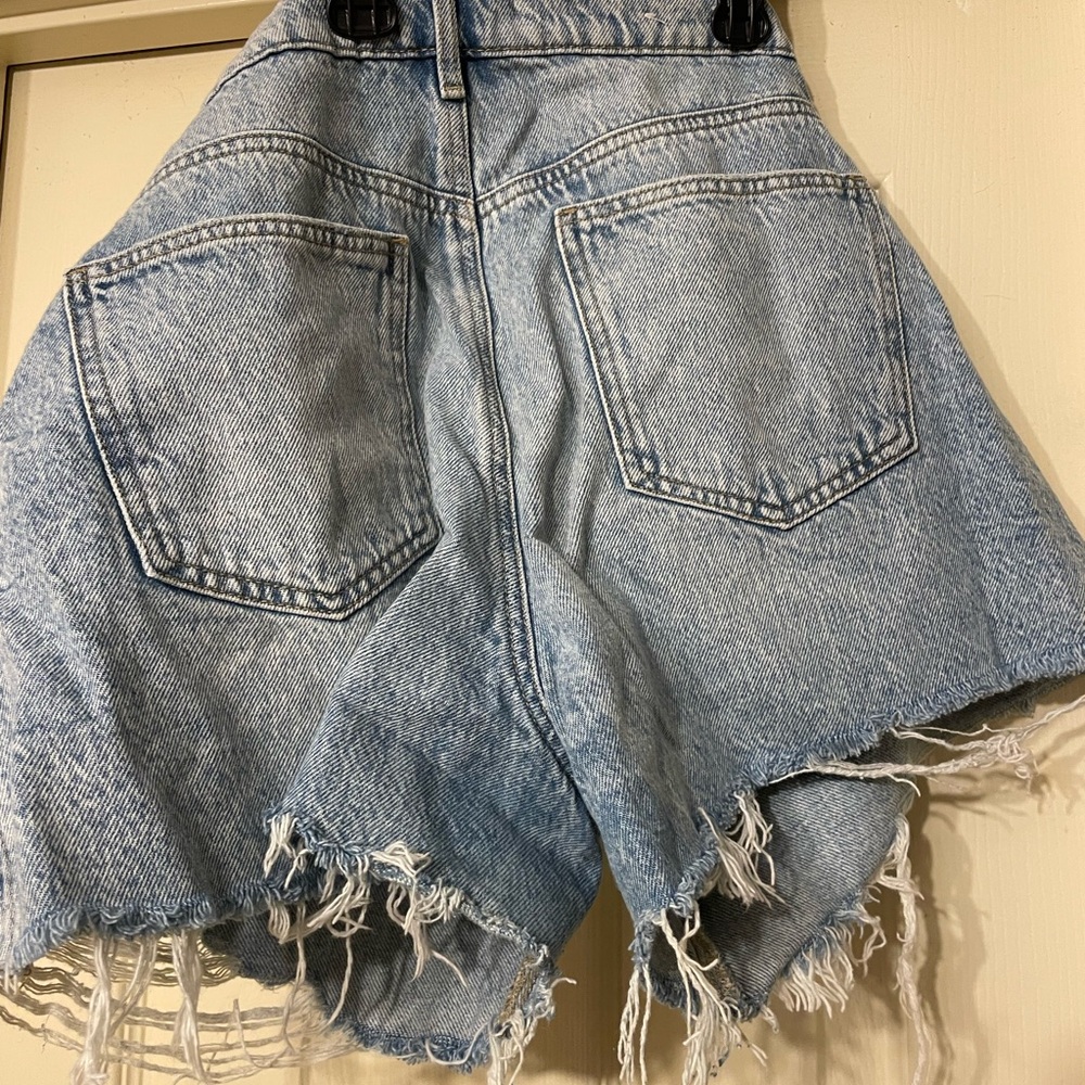 Denim Frayed Hem Shorts